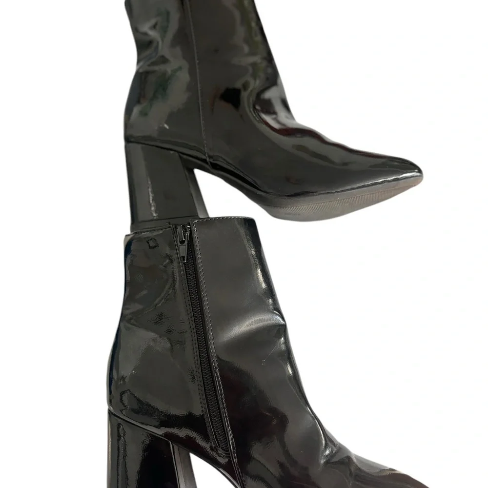 Rouge Helium Black Patent Leather Ankle Boot Vintage Y2K Boho SZ 9/39 Women‎